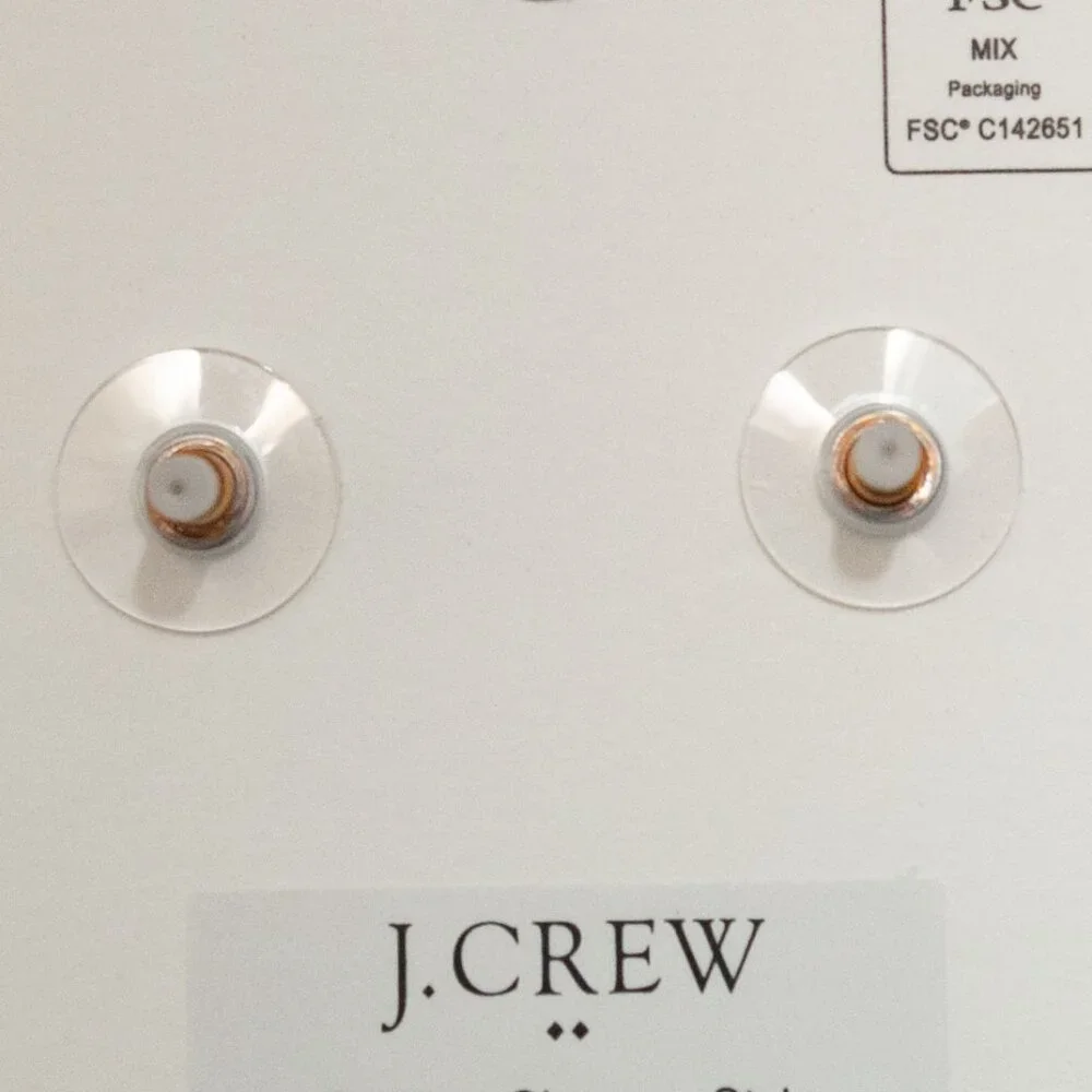NWT J. Crew Dachsund Winter Dogs Post Earrings in Goldtone w/pink and red